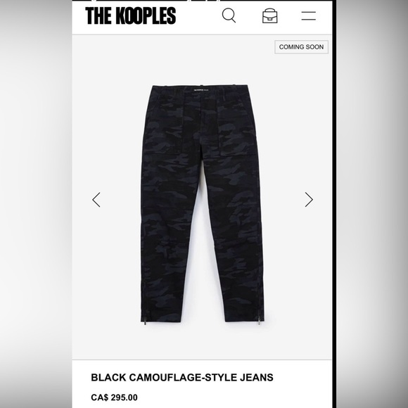 BNWT The Kooples black camo cargo style jeans size size 27/28 100% cotton - Picture 1 of 4